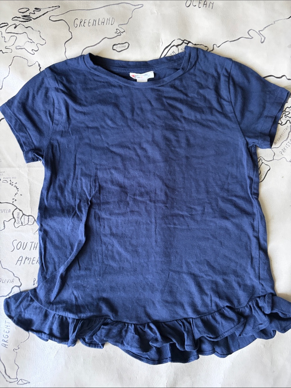 Crewcuts Navy Ruffle-Hem Short Sleeve Tee